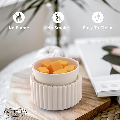 Miniatura 3 de Calentador de cera de cerámica 3 en 1, calentador de cera de velas para derretir cera perfumada, quemador eléctrico de cera de fragancia para el