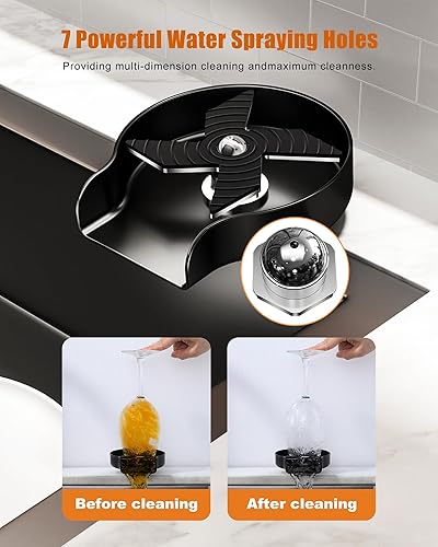 Miniatura 4 de WOWOW Enjuagadora de vidrio para fregaderos de cocina lavadora de biberones de acero inoxidable 304, lavadora de vasos de metal para encimera de bar