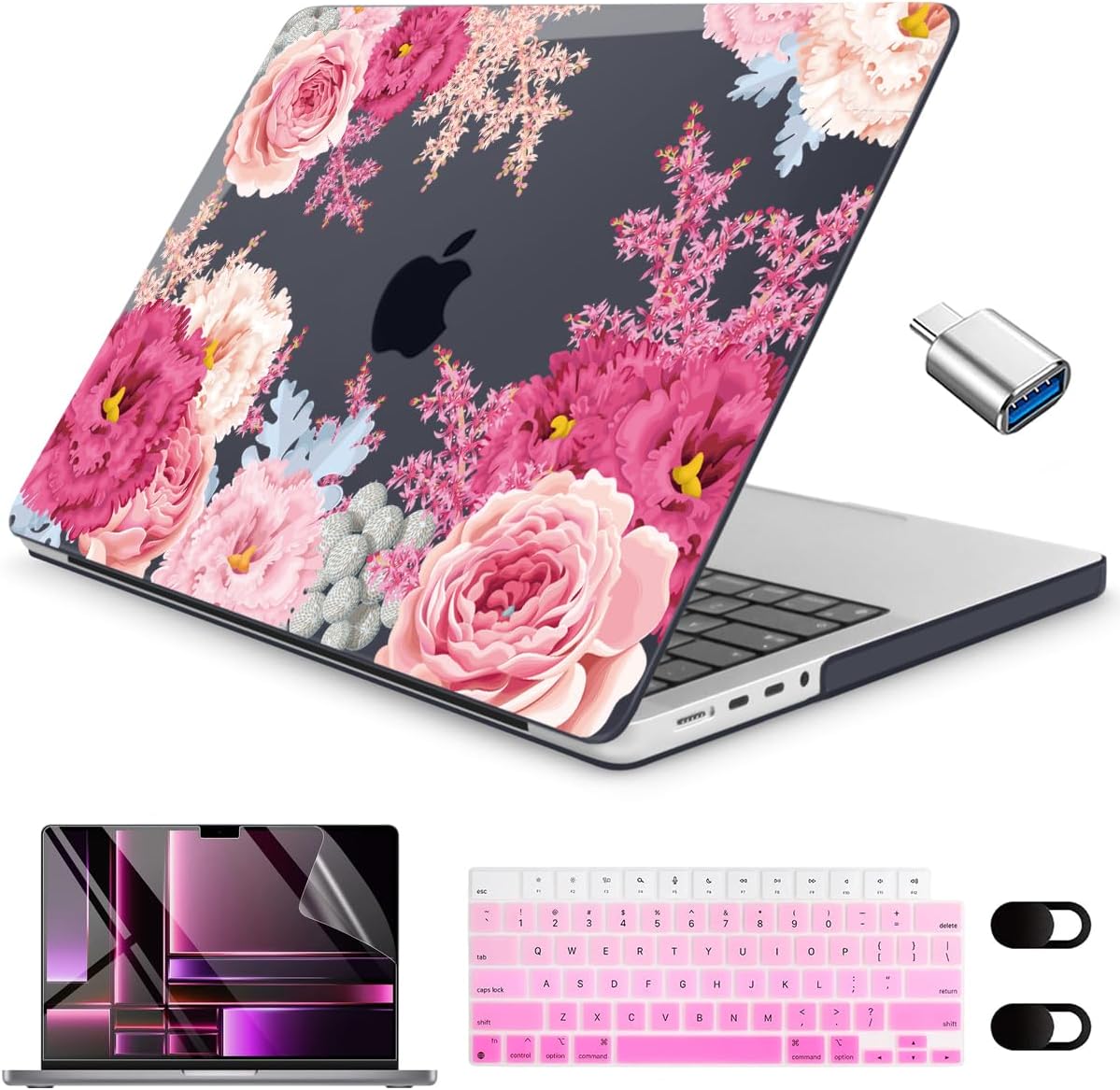 Amazon.com: CISSOOK Gorgeous Floral Case for MacBook Pro 14 Inch 2024 ...