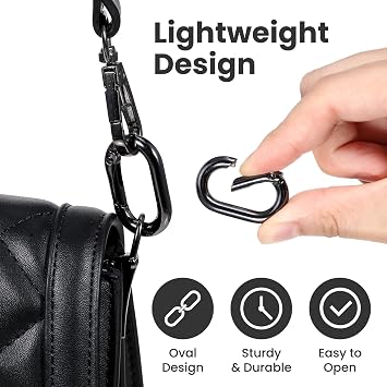 10pcs Oval & Round Carabiner Metal Open Snap Hooks Clip Spring Keyring Buckle Heavy Duty Chain Connector Wallet Chain Link Hardware Accessories for Bag Pet Collar Outdoor Camping Hiking Keychain