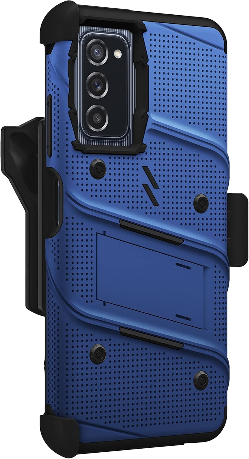 ZIZO Bolt Bundle for Galaxy A03s Case with Screen Protector Kickstand Holster Lanyard - Blue