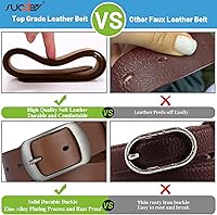 Vista 3 de SUOSDEY - Cinturón de piel para mujer con hebilla de pasador para pantalones vaqueros