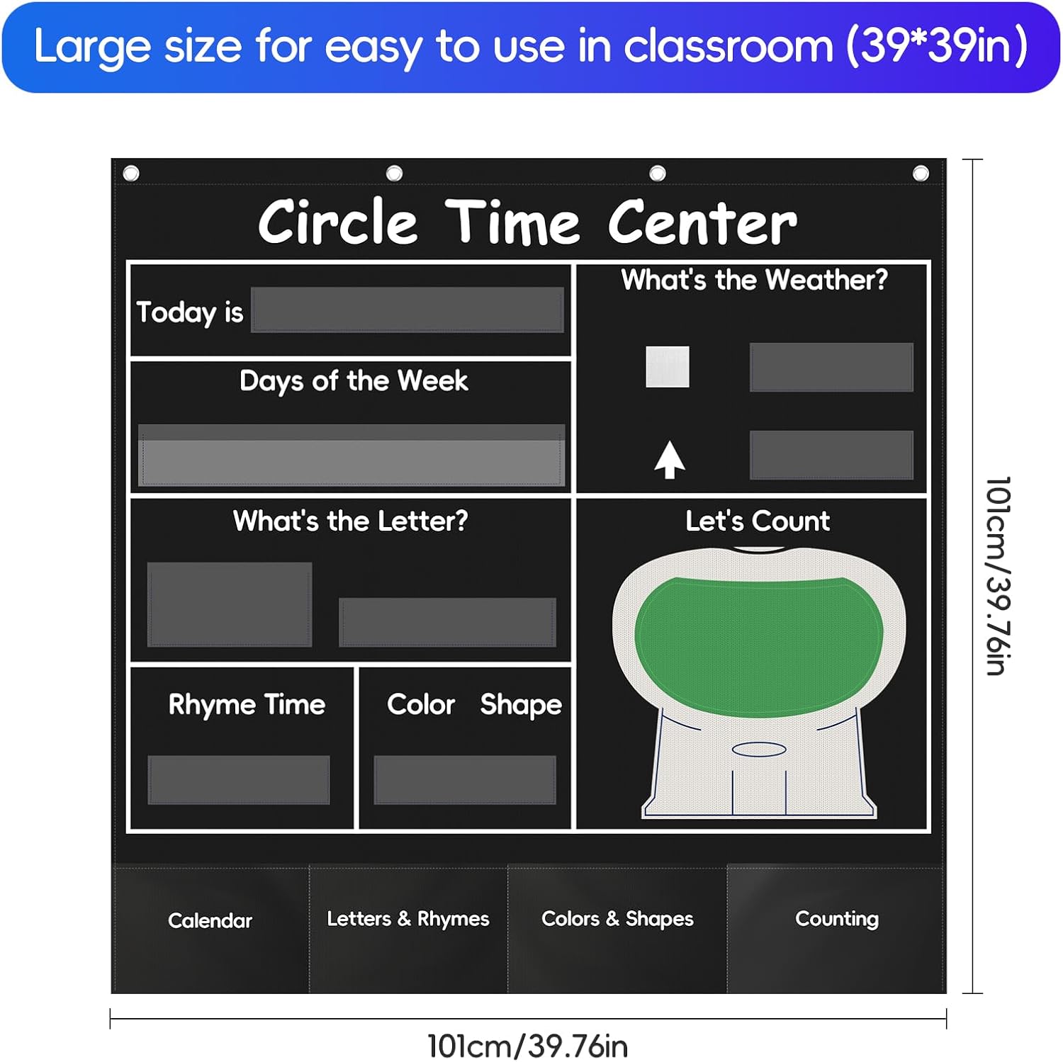 Circle Time Learning Center Classroom Pocket Chart, Circle Time Calendar Preschool Include 224 Cards, Educational Pocket Chart Material, Learning Calendar Weather Letter Counting Color Shape