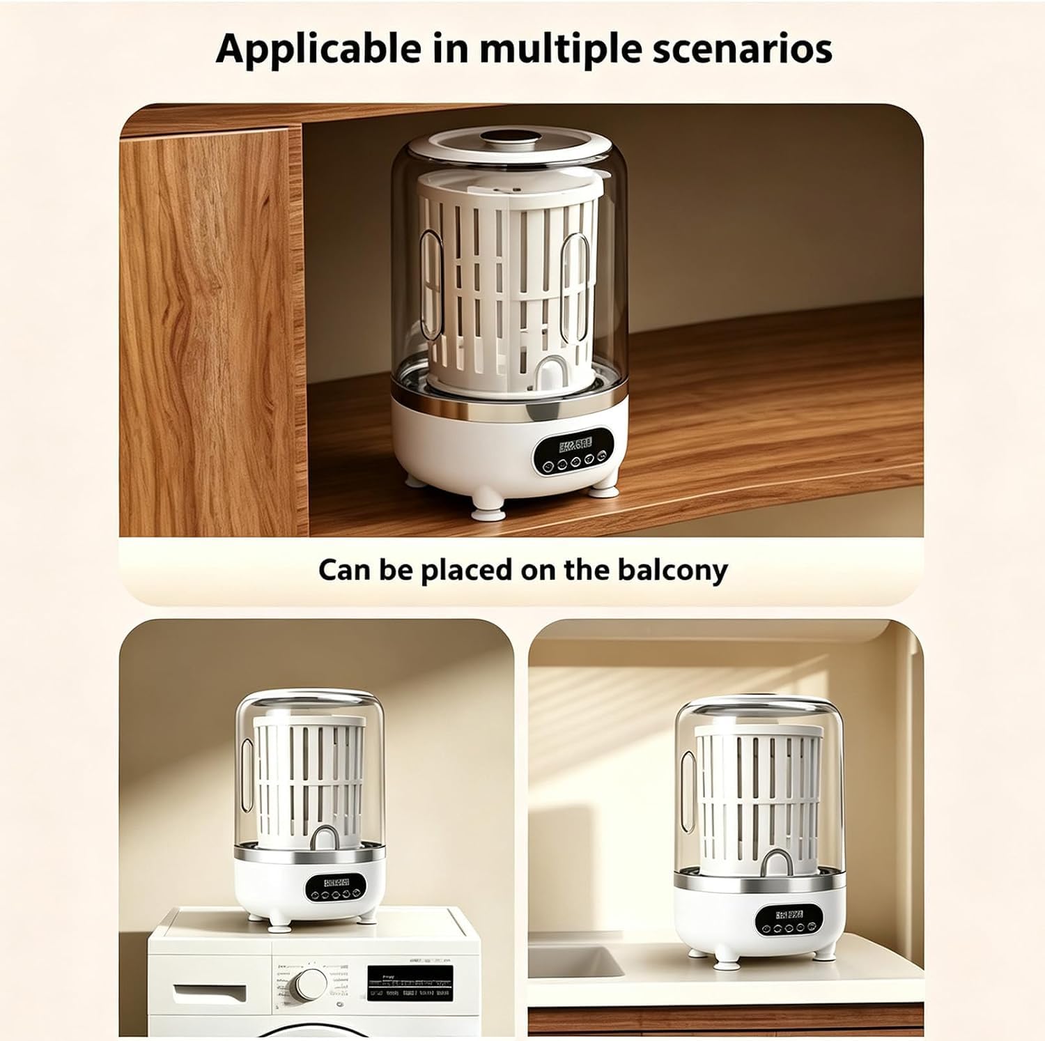 Mini Lavatrice Portatile con 3 modalità, centrifuga, Ricaricabile, Ideale per Viaggi, Campeggio, Hotel e Piccoli spazi.