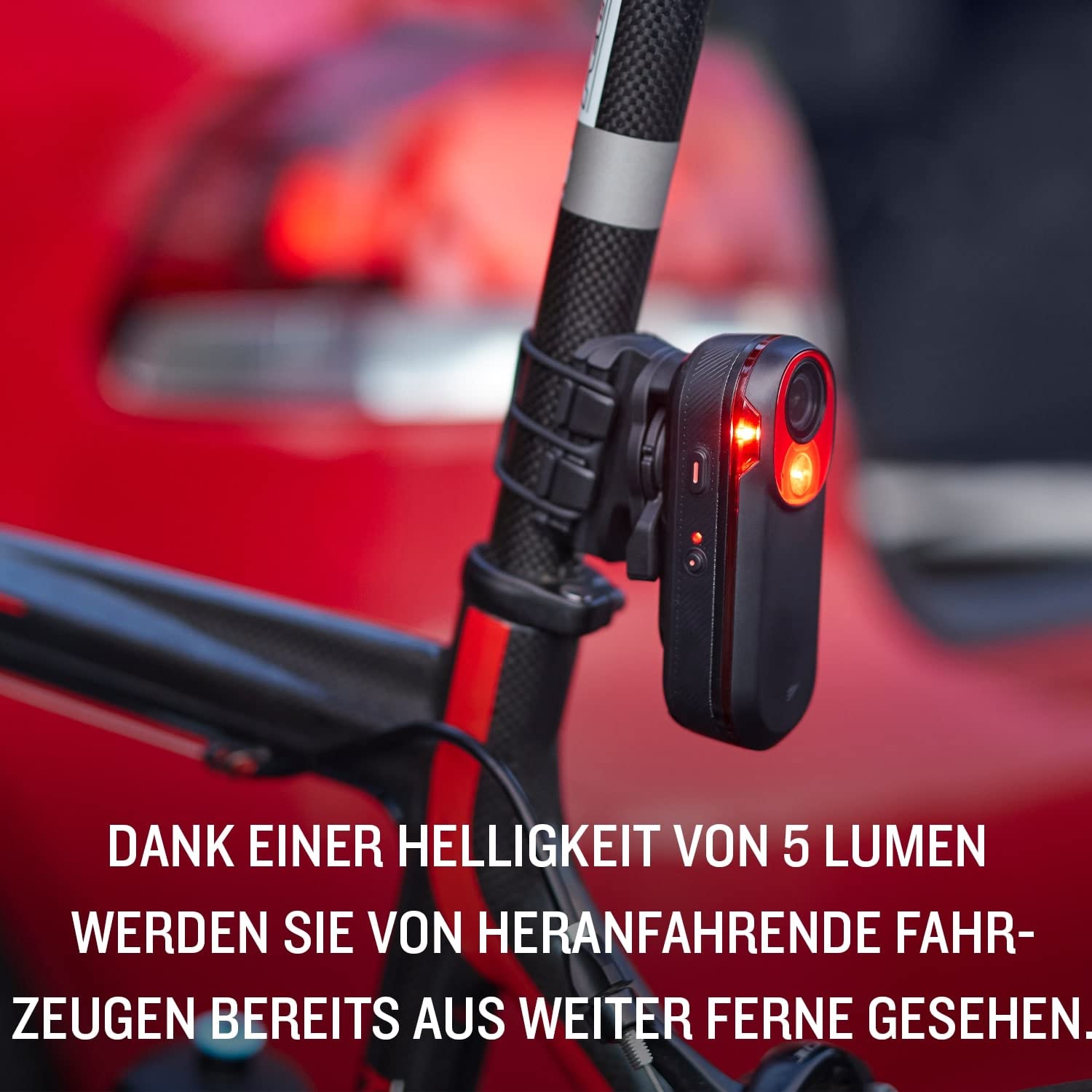 Garmin Varia RCT716 - Radar mit integrierter Dashcam zur Aufzeichnung und Speicherung von Ereignissen. Warnt vor heranfahrenden Fahrzeugen; STVZO Rücklicht mit 5 Lumen, inkl. 16 GB SD-Speicherkarte