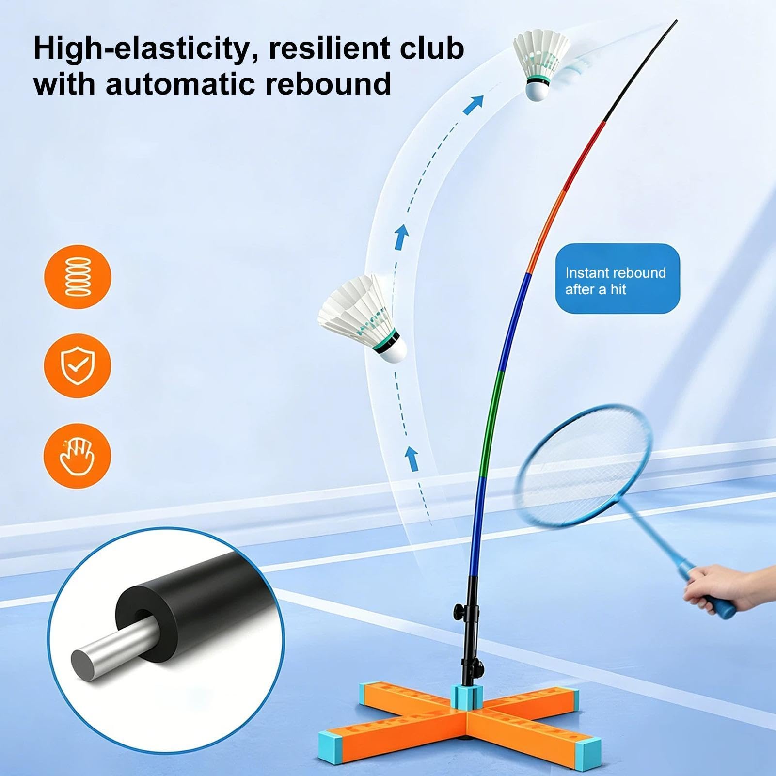 Entrenador Bádminton Rebote Automático Plegable para un Solo Jugador | Entrenador De Bádminton Individual para Salón, Balcón, Gimnasio, Pista, Parque, Jardín, Principiantes, Niños y