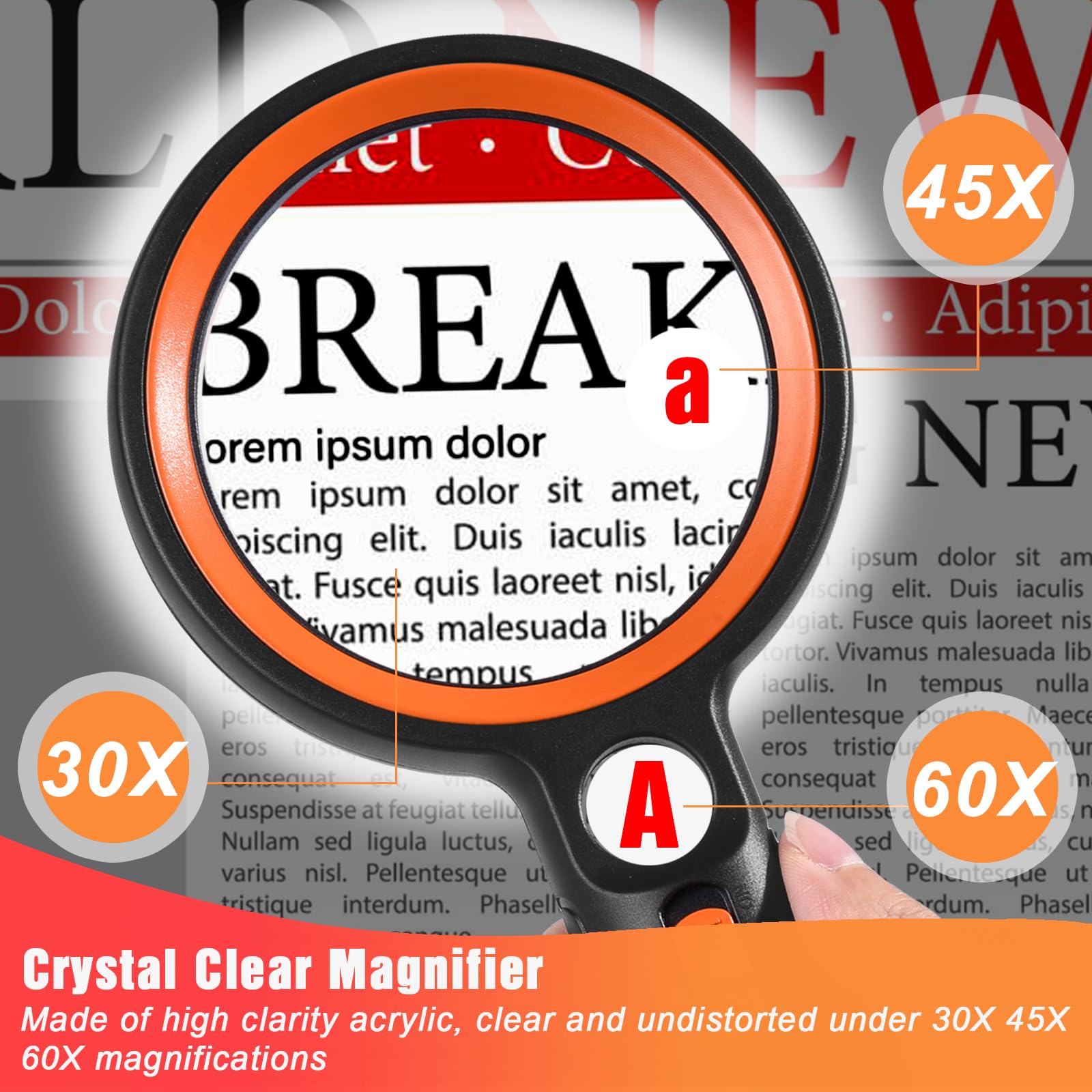 Ntrjtrss Magnifying Glass with Light, 31 LED, 10X/20X/45X, Black, LED Light Source - Image 4