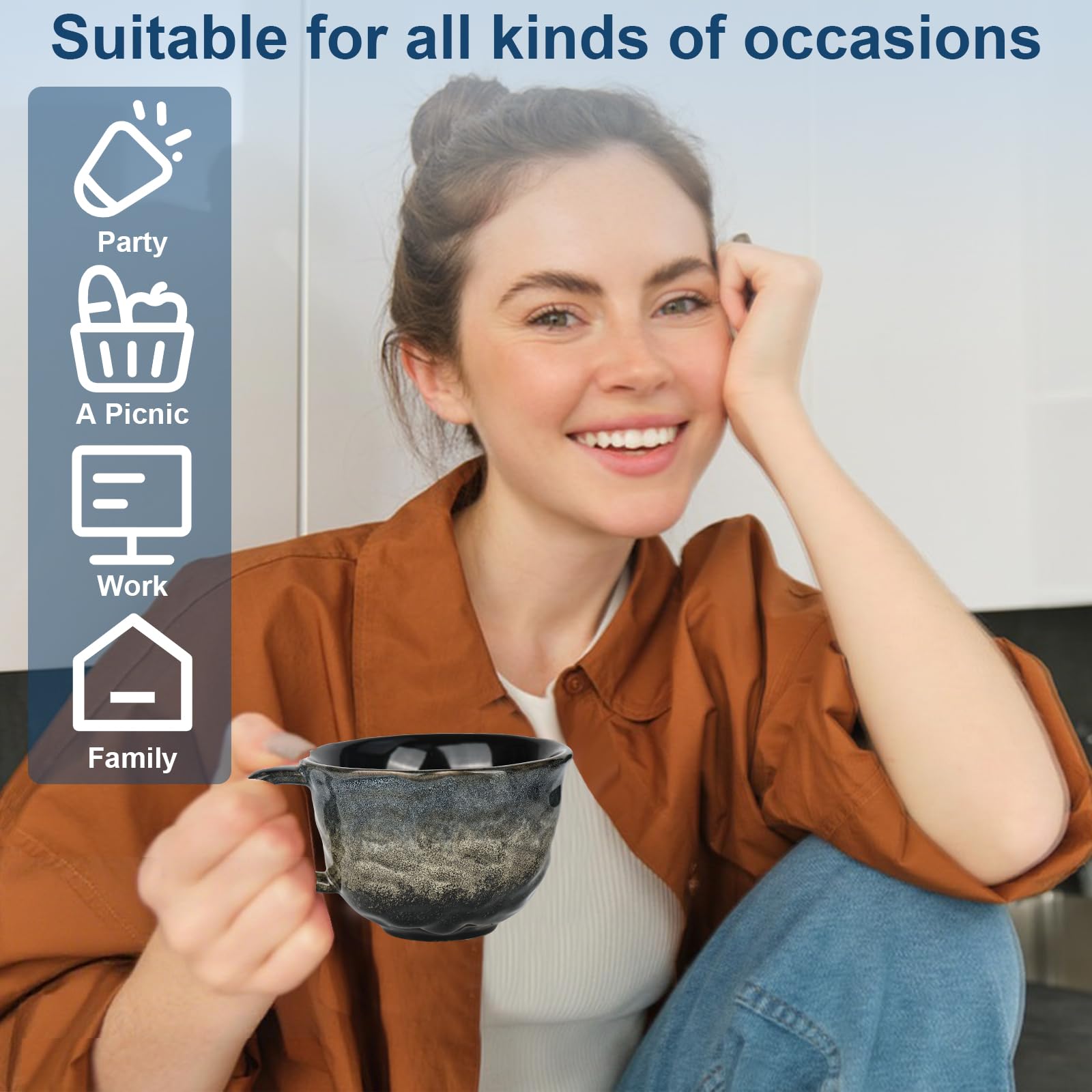 2 Stücke Cappuccinotassen Set Dickwandig aus mit Henkel 270 ml Cappuccino Becher, cappucino tassen für Kaffee, Tee, Latte Macchiato
