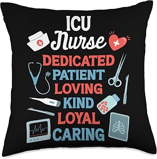 Life Saving Expertise Intensive Nursing Acute Care Intensive Unit Nurse Proud ICU Specialist Critical Care Throw Pillow, 18x18, Multicolor