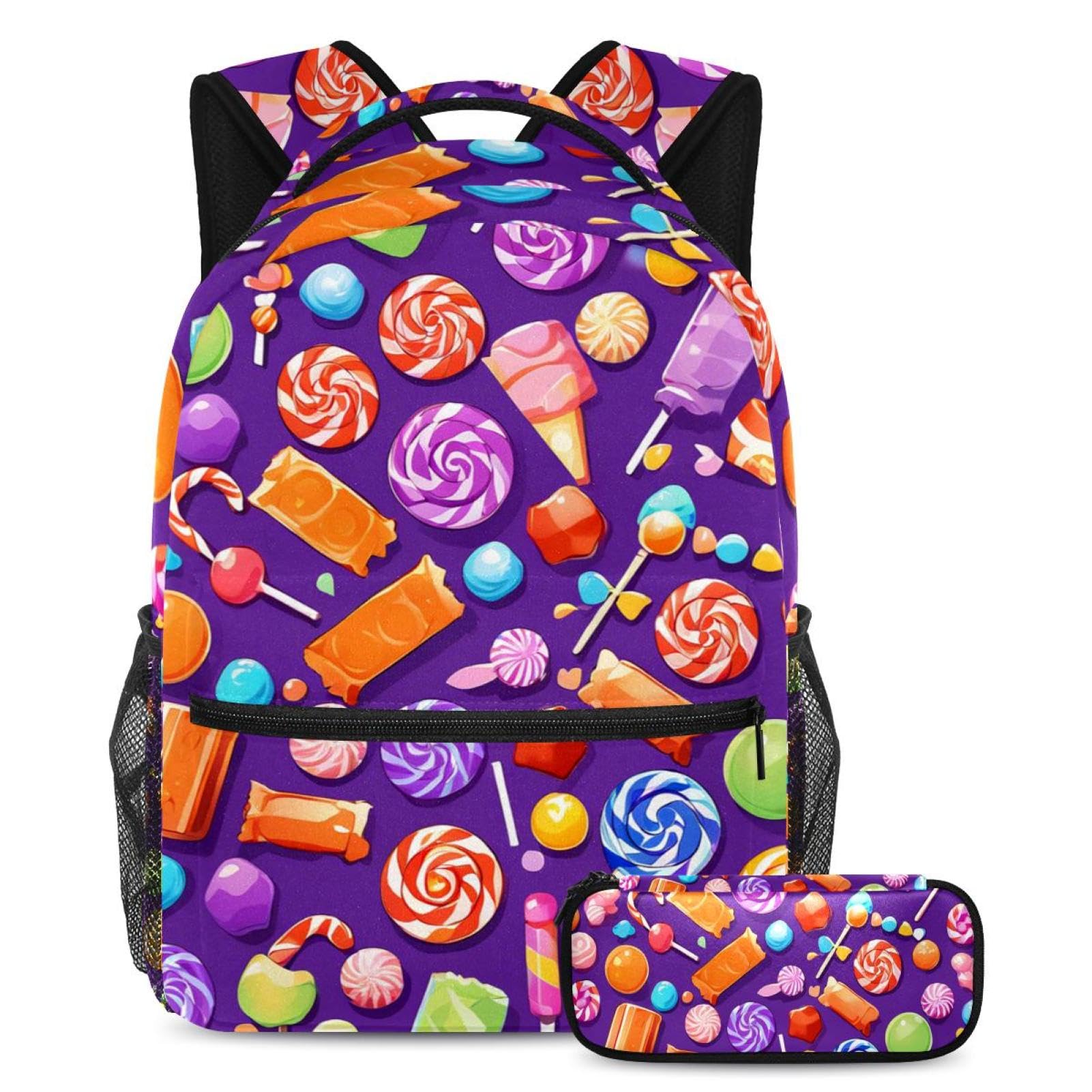 Sac à dos et trousse à crayons violet multicolore pour étudiants - 7