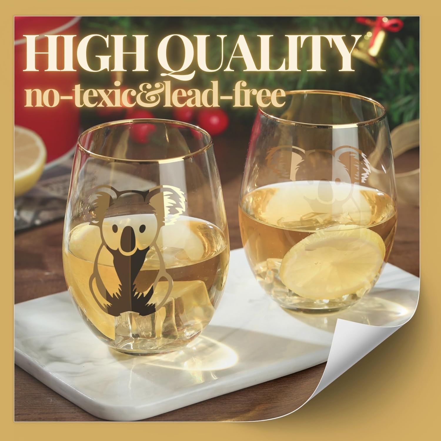 Onebttl Koala Gifts for Women, 18oz Stemless Wine Glass with Message Cards, Birthday Gifts for Koala Lover - Image 2