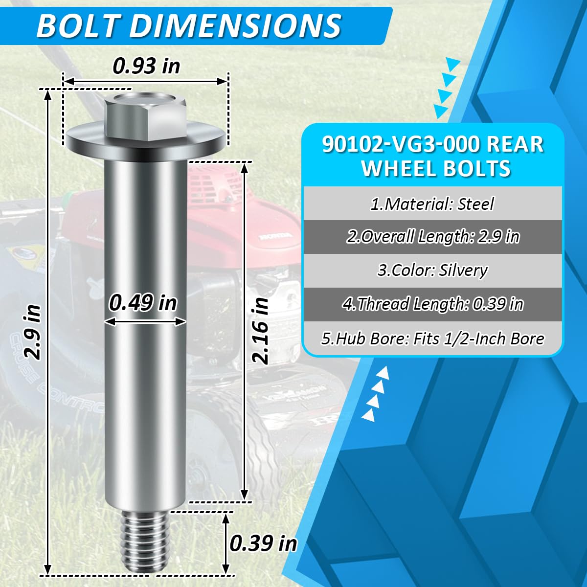 Amazon.com: Fugedox 2 Pack 90102-VG3-000 RR Wheel Shaft Bolt