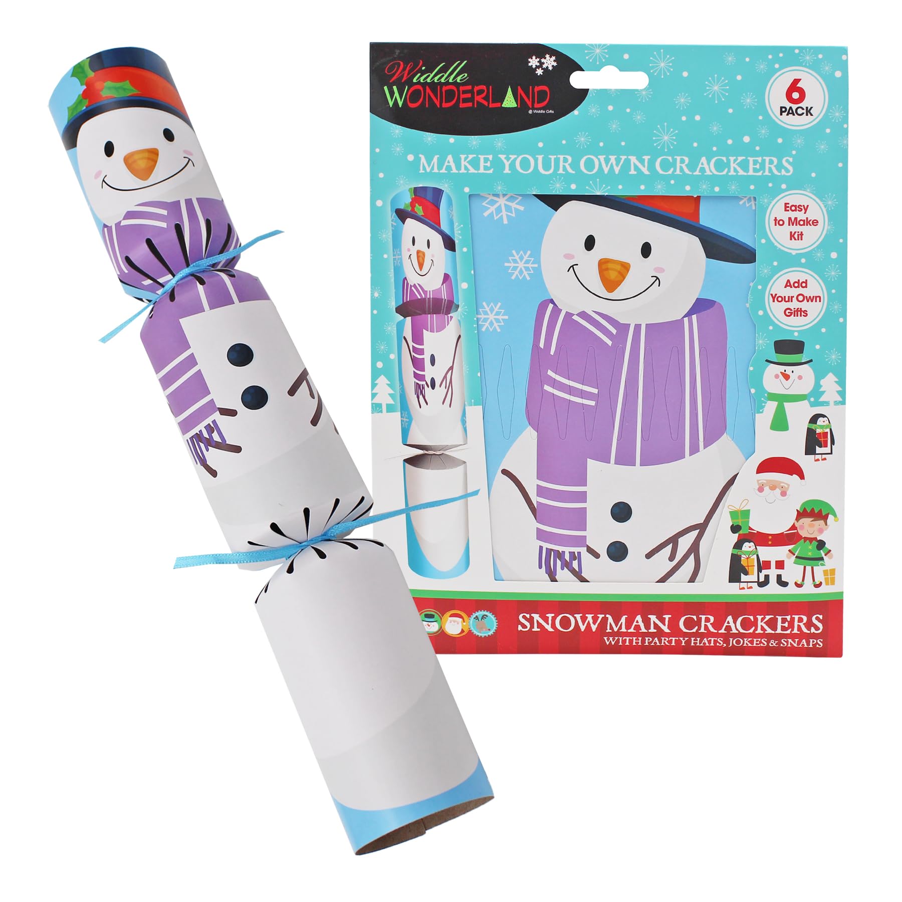 Widdle Wonderland 6 Pack Make Your Own Christmas Cracker Kit - Snowman 1543