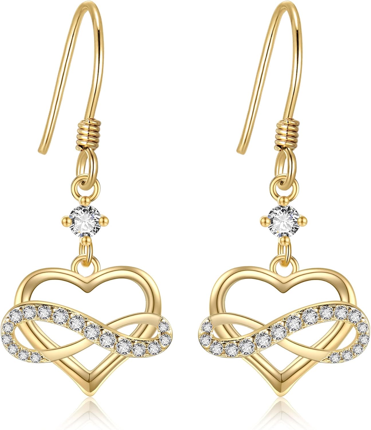 14k Solid Yellow Gold Flower/Infinity Heart/Cross/Leaf Earrings For Women, Dainty Simple Jewelry Gifts For Girls Her