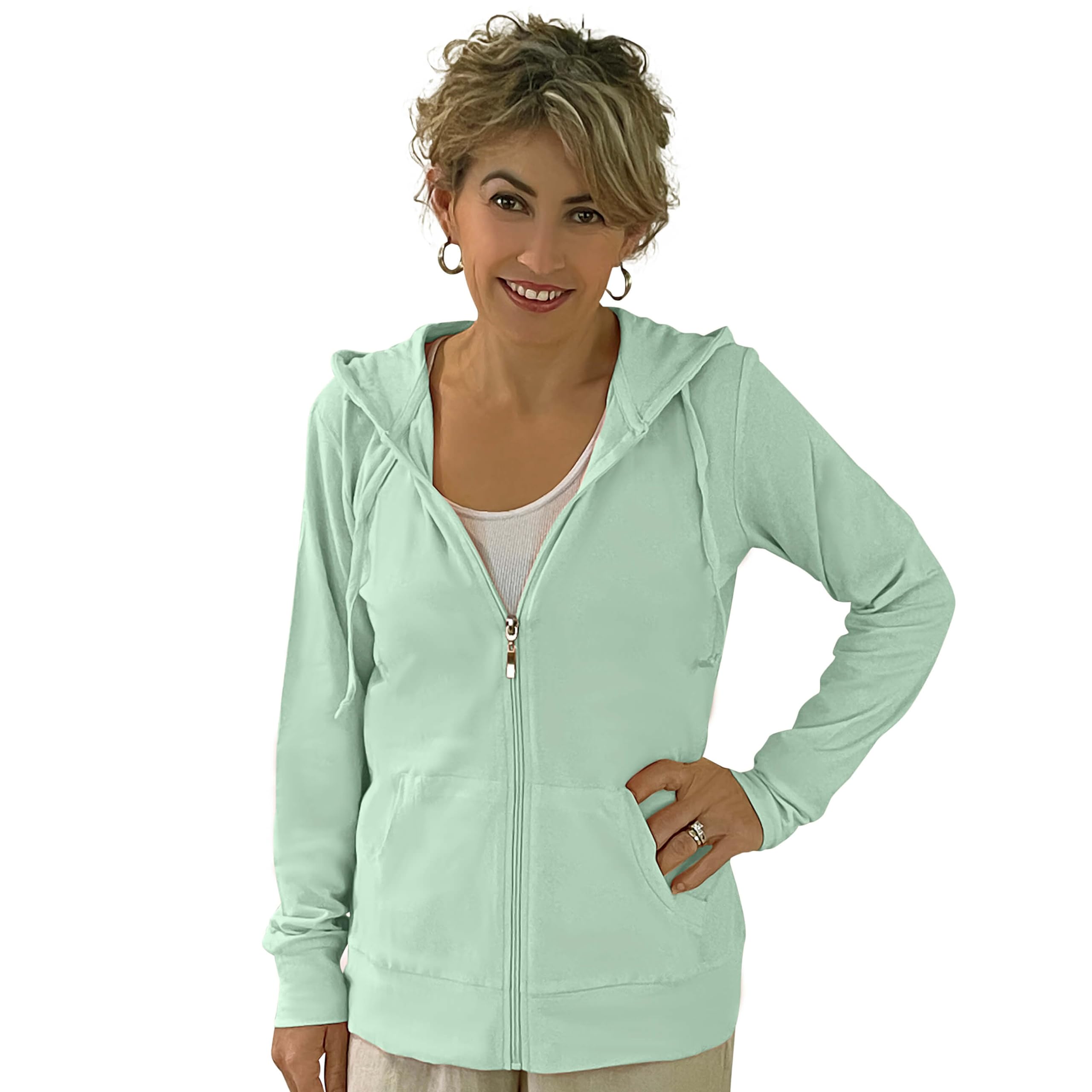 Women's Active Casual Thin Cotton Zip Up Hoodie Jacket