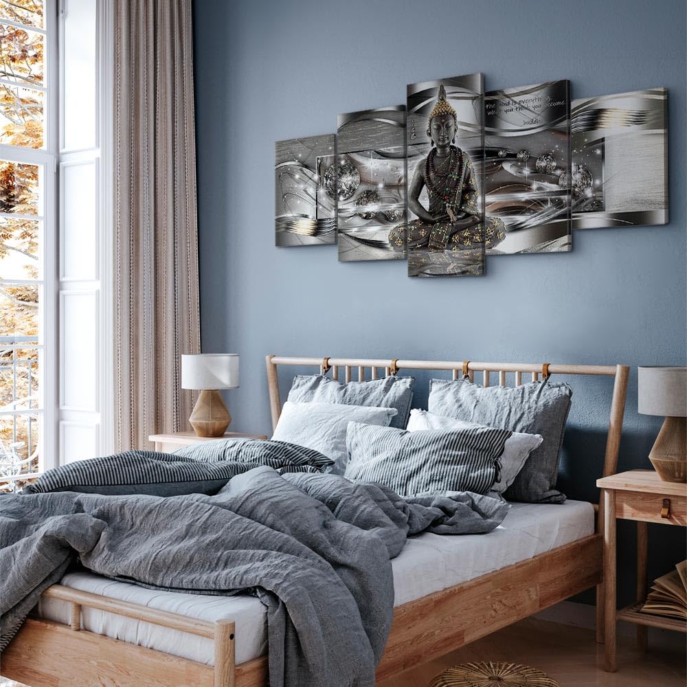 murando Cuadro en Lienzo Buda 150x75 cm Impresión de 5 piezas Material Tejido no Tejido Impresión Artística Imagen Gráfica Decoracion de Pared - Feng Shui Abstracto Diamant p-A-0037-b-m