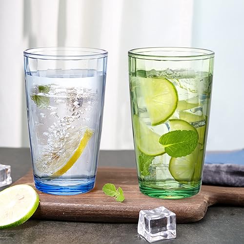 Miniatura 7 de Hedume Paquete de 6 vasos de 17 onzas de alta calidad, juego de 6 vasos apilables, vasos de plástico para agua, sin BPA
