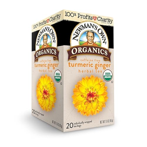 Miniatura 2 de Newman's Own Organic Cúrcuma Ginger - Té de hierbas sin cafeína que puede ayudar a la digestión y aumentar la inmunidad del té de cúrcuma con 20
