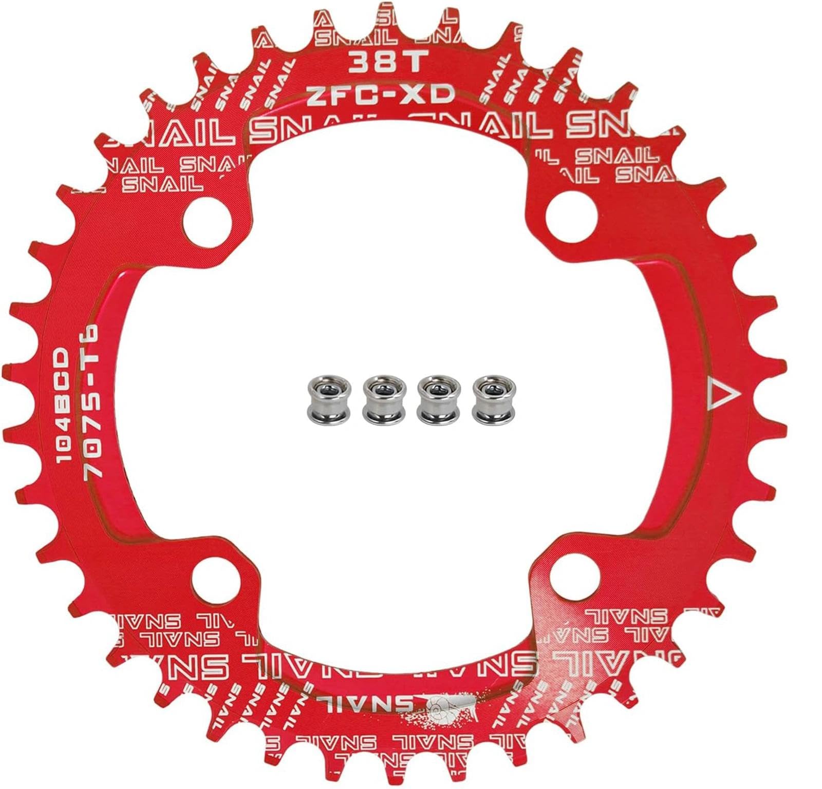 FOMTOR 104 BCD Chainring 38T 7-12 Speed Compatible CNC 7075 Aluminum Narrow Wide Tooth Round Chainrings for MTB/Road Bike Ebike Chainwheel Red — image 1