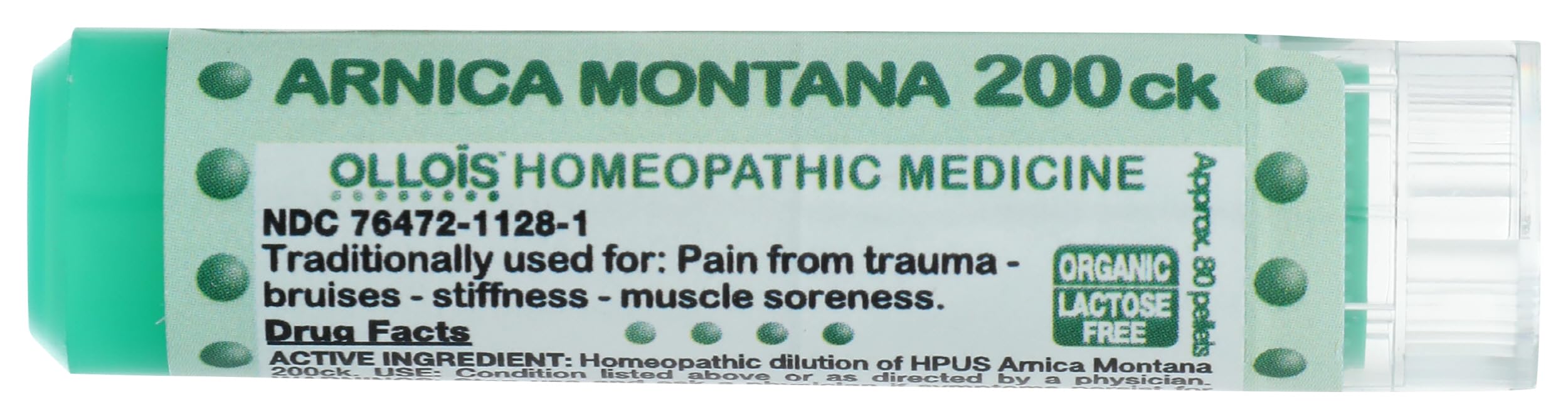 OLLOIS Vegan Arnica Montana 200CK Organic Lactose-Free Homeopathic Medicine, 80 Pellets