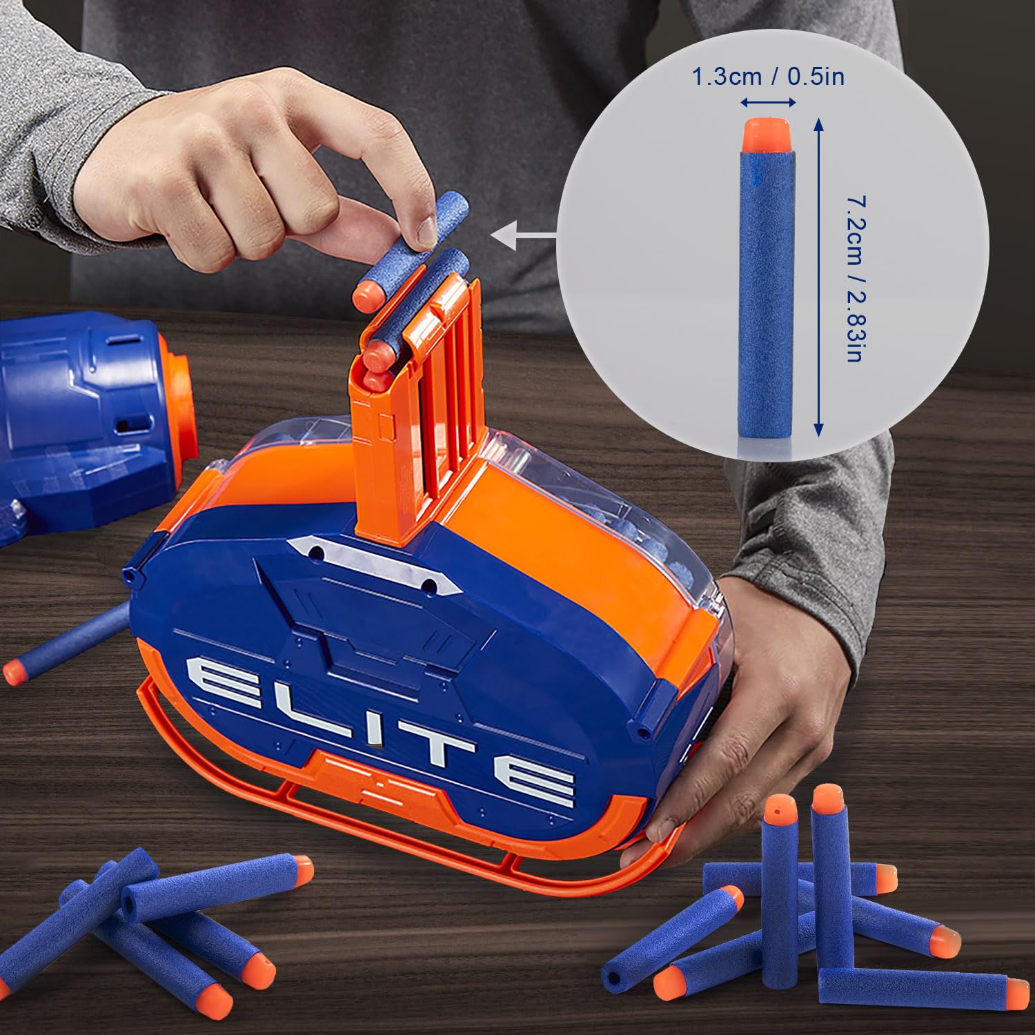 200 Pezzi Dardi Proiettili per Pistola Nerf N Strike Elite Blaster Ricambio Munizioni Ricarica Compatibili Freccette per Series Blasters Giocattolo per Bambini (Blu Bianco)