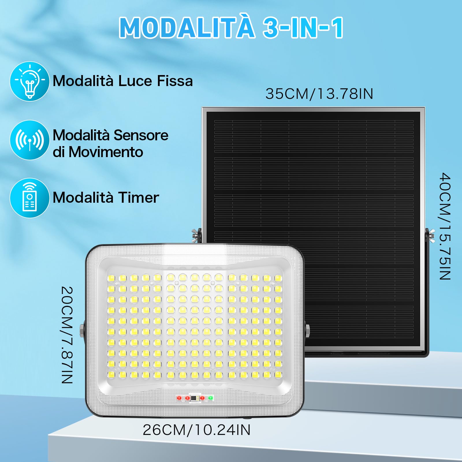 800W Faretto Led da Esterno Solare Sensore di Movimentocon, 150LED Luci Solari Esterno con Telecomando e Grande Pannello Solare 35 * 40cm, Impermeabile IP65 Faretti Solari per Giardino Patio