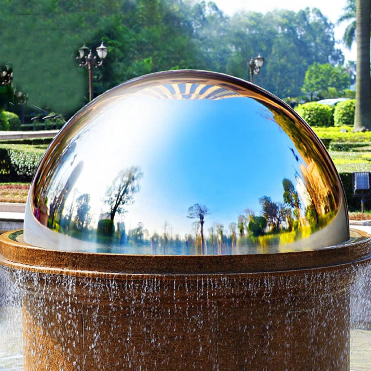 INOOMP Set 5 Sfere a Mezza Sfera in Acciaio Lucidato per Decorazioni Riflettenti da Giardino, Dimensioni Multiple per Uso Esterno Estivo