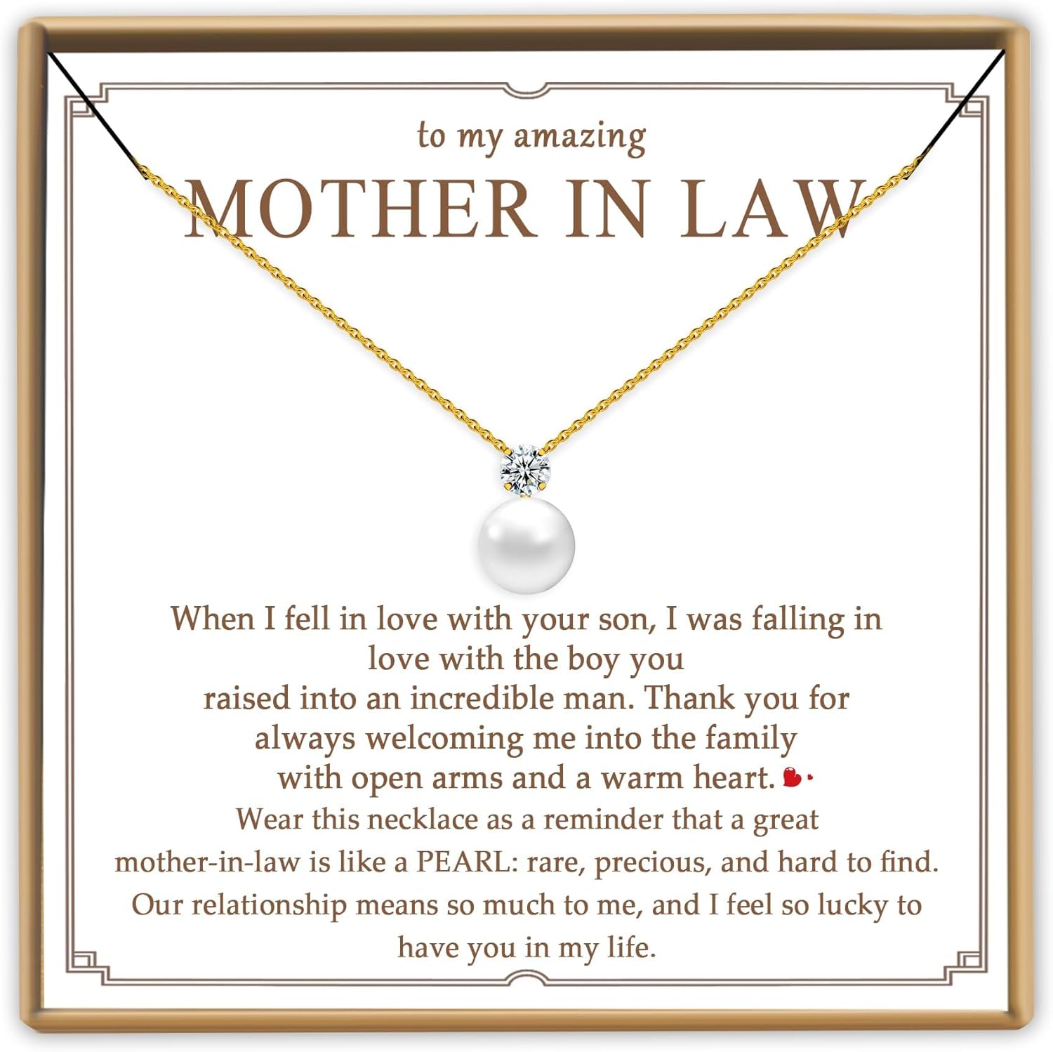 Single Pearl Necklace as Valentines Gifts for Mom, Bonus Mom Birthday Gifts for Step Mother from Daughter Son, Mother in Law Necklace with CZ from Bridal as Mother of the Groom Jewelry Gift