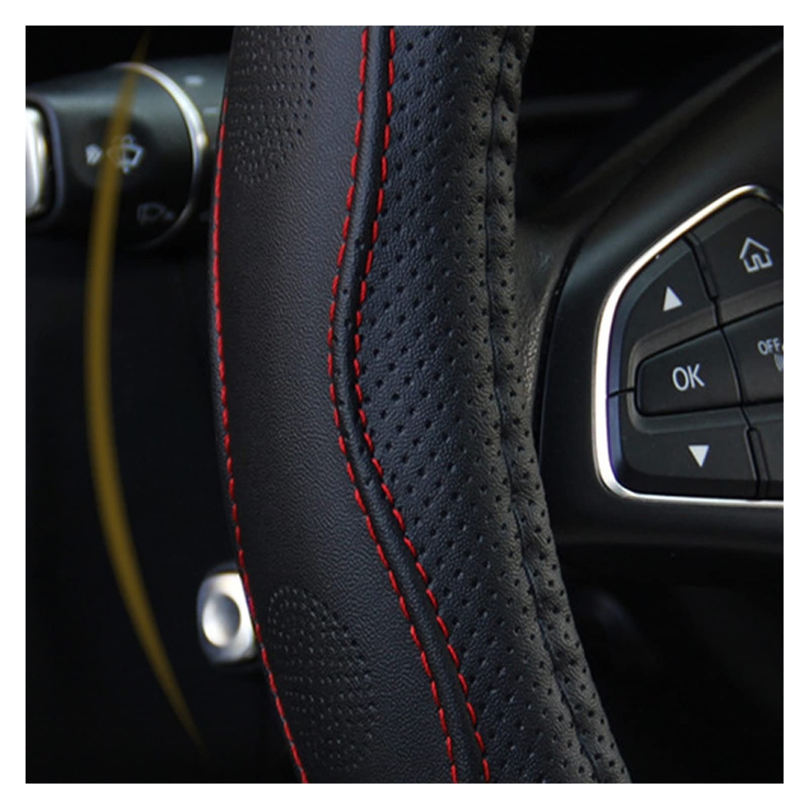 Cubre Volante Coche 1pcs PU Leather Car Steering Wheel Cover Grip For 15"/37-38CM Most Cars Black&Red Skid-Proof Cover Accessories Volante Coche Protección