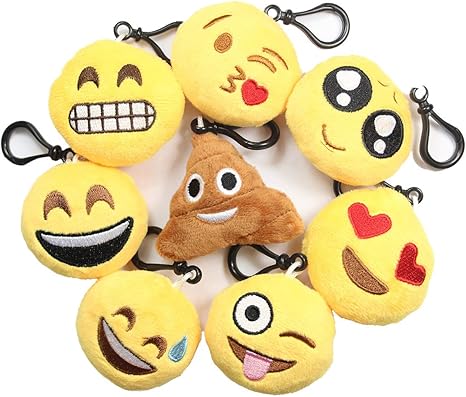 Amazon Com Cute Emoji Keychain Plush Sets Poop 2 8 Pack Emoticon Mini Pillow For Backpack Wallet Wedding Decoration One Kit Key Chain Lanyard Funny Toys For Girl Kids Birthday Party Favors Wished Gift Home