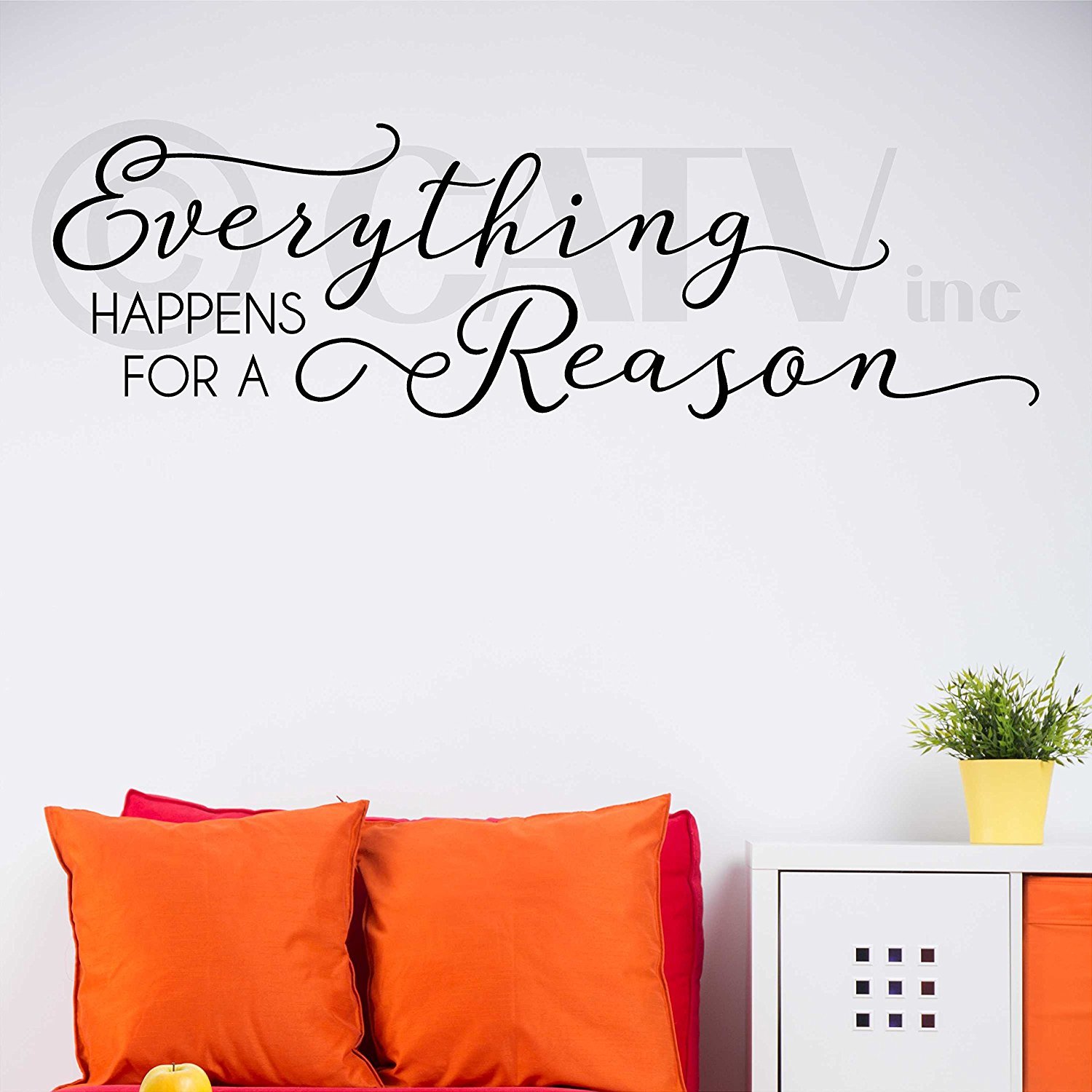 Everything Happens for a Reason Vinyl Lettering Wall Decal Sticker (Black, 10