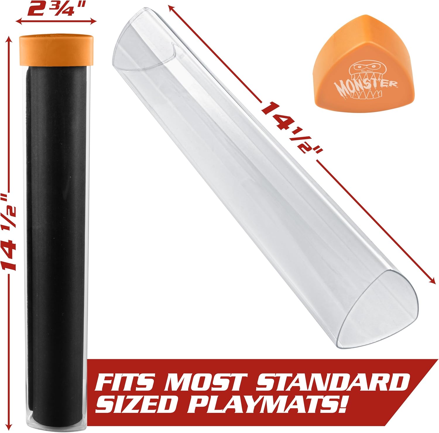 The Original Monster Prism Playmat Tube (Gold 2pk)- Easy In and Out Case Design, Holder Won't Roll Off Surfaces- TCG Game Mat Storage Compatible with Pokémon, Yu-Gi-Oh!, MTG, Magic: The Gathering, RPG