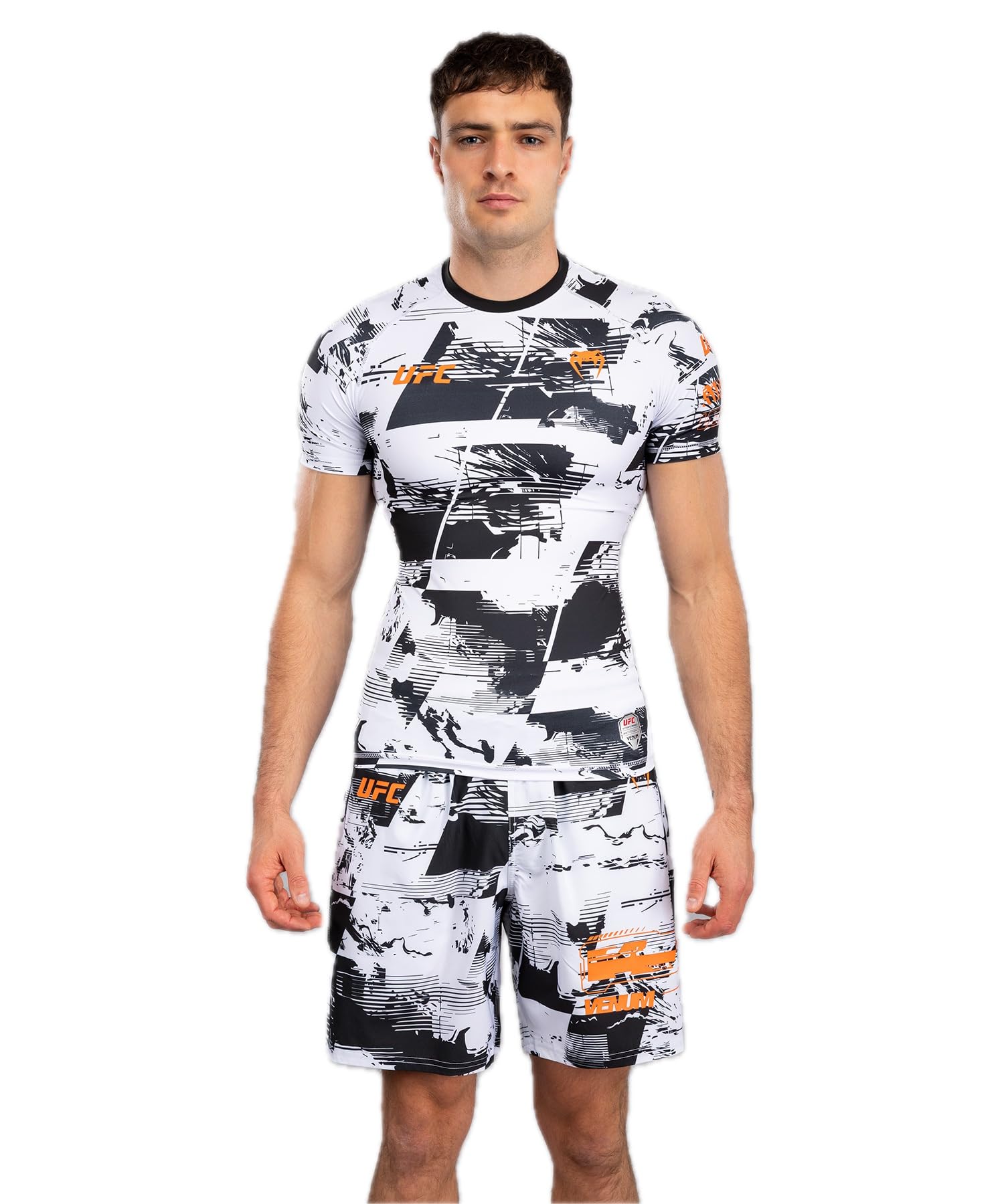 Venum UFC Zenith Men's Black/White/Orange Authentic Fight Week Short Sleeve T-Shirt - M