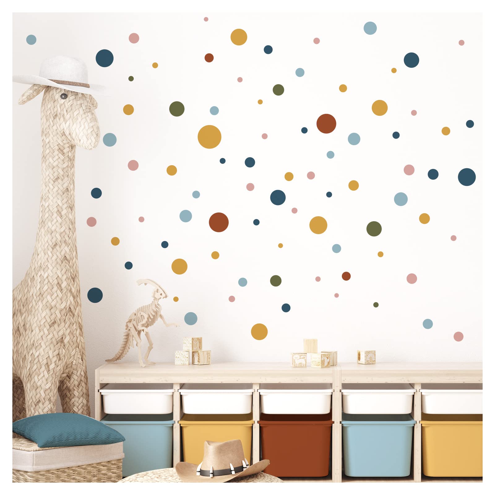 Little Deco 120 Kreise Set Wandsticker Bunte Punkte für Kinderzimmer Wandtattoo Dots blau gelb rot Babyzimmer Wandaufkleber Deko DL898-2