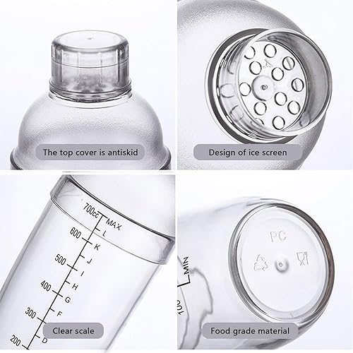 Miniatura 3 de 1 coctelera de plástico con escala y colador, botella mezcladora de vino, botella mezcladora de vino, jigger de medición de té para bar, fiesta, uso