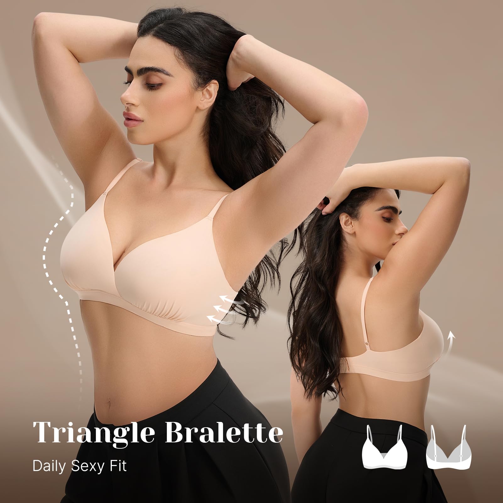 Feng Shui Bralette a Triangolo da Donna Reggiseno Profondo Non Imbottito Reggiseni Push up Senza Cuciture Reggiseno Confortevole per Tutti i Giorni Senza Fili