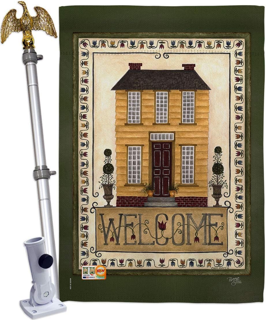 Welcome Yellow House Flag Country Living Primitive Farm Western Barn American Rustic Cowboy Rural Ranch Small Decorative Gift Yard Banner Made In USA 28 X 40