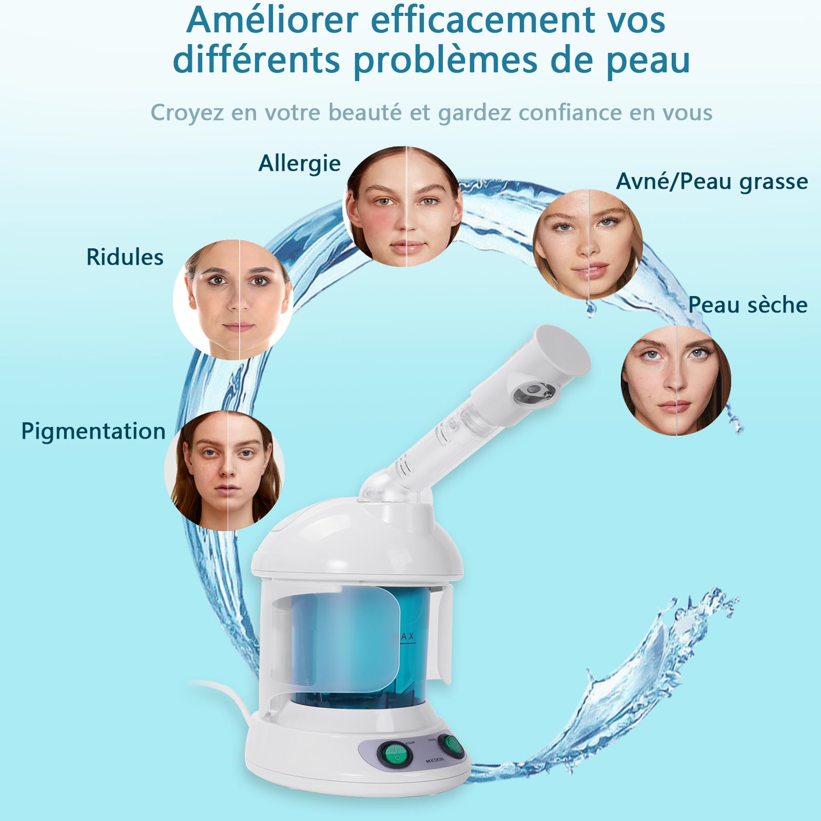 Vapeur Visage Vaporisateur Sauna Spa Facial Chaude Nano Ionique, Visage Steamer Humidificateur Appareil Outils Nettoyage Pores