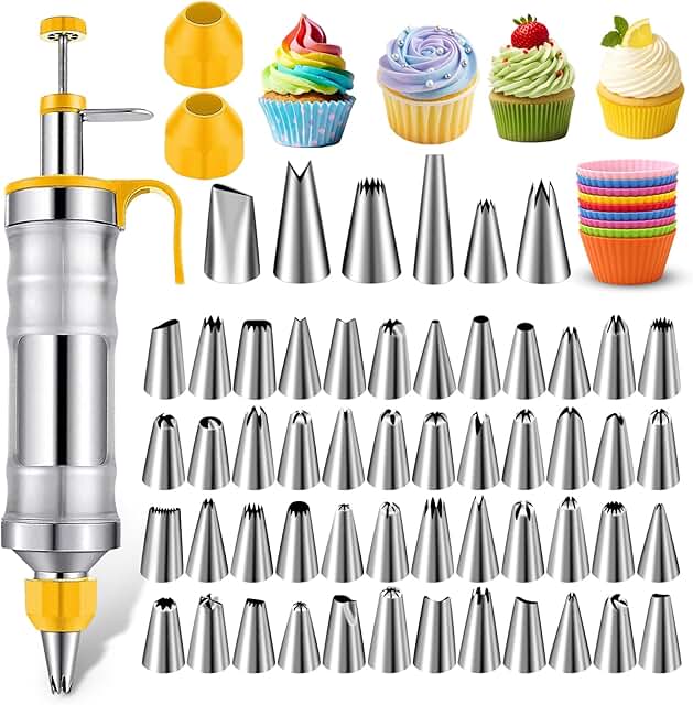 NOVANO Dessert Decorating Syringe Set, Frosting Piping Kit Stainless Ste...