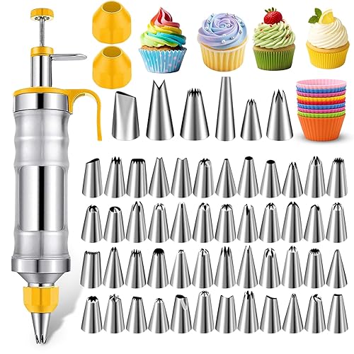 NOVANO Dessert Decorating Syringe Set, Frosting Piping Kit Stainless Steels