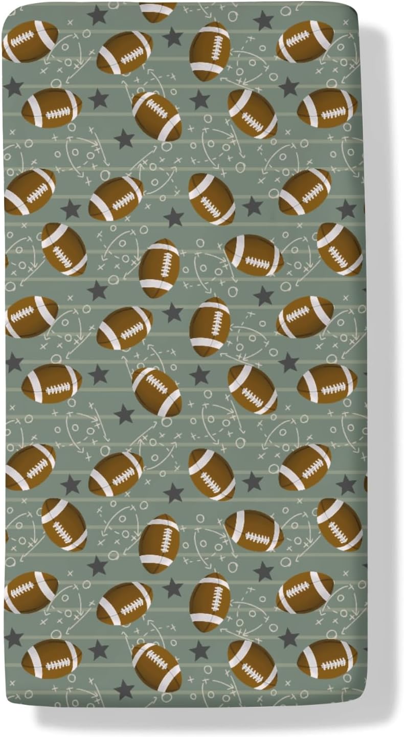 Football American Sport Baby Crib Sheets Football Game Day Toddler Bedding Bed Sheets Sports Lovers Gift Fitted Crib Mattress Cover Fits Standard Crib Mattress 28x52 in