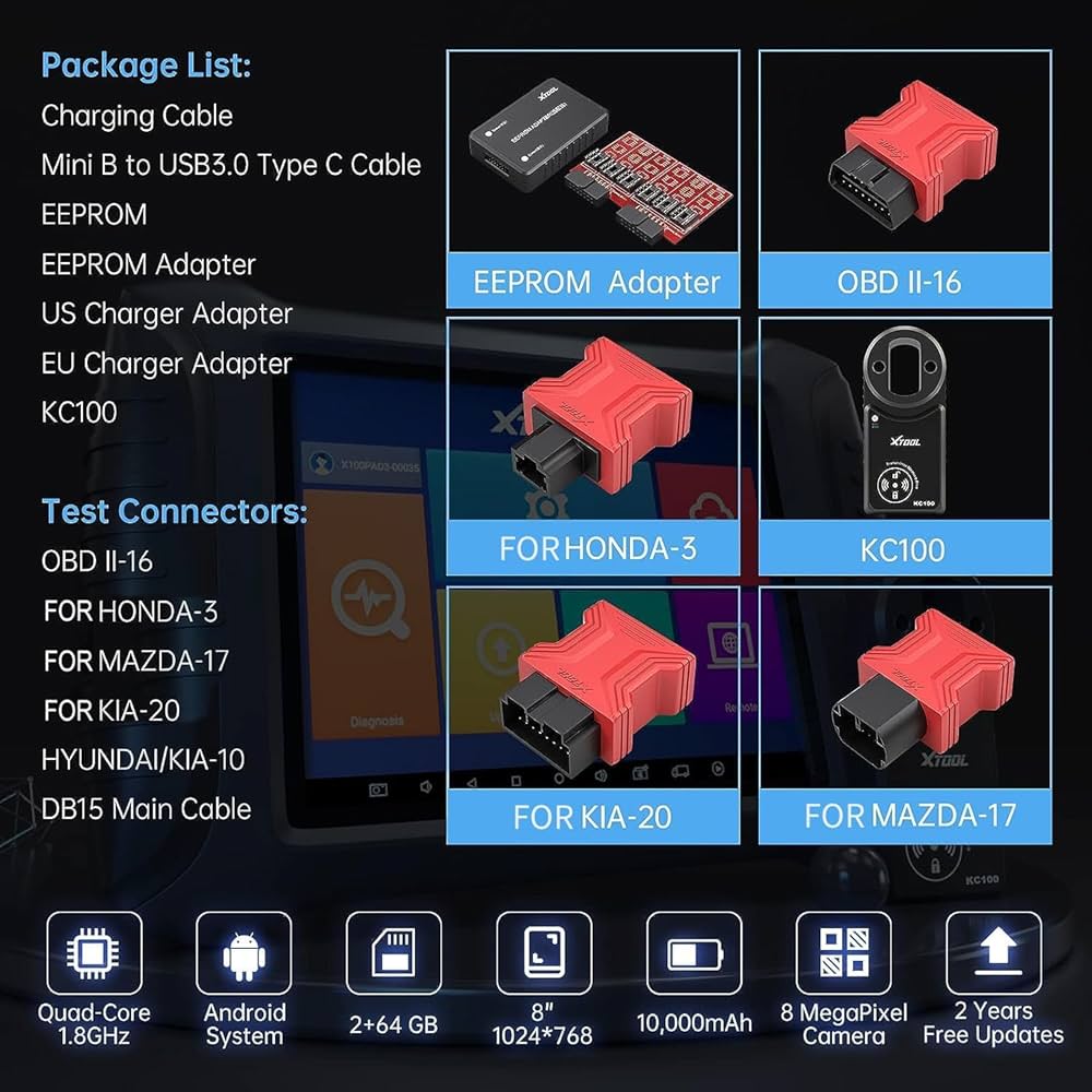 XTOOL X100 PAD 3 Advanced Key Fob Programming Tool with KC100 Key