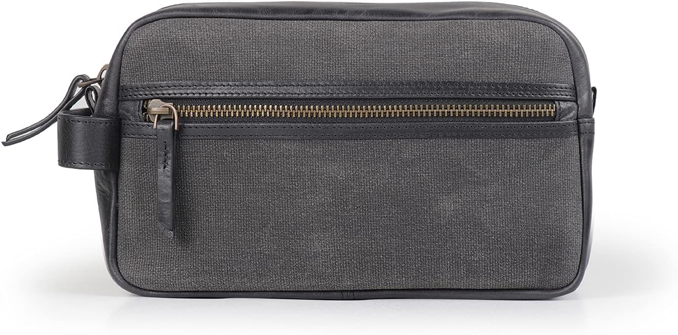 Londo Genuine Leather Travel Toiletry, Makeup, Shaving Organizer Bag - Dopp Kits - Unisex (Black/Black) - Image 3