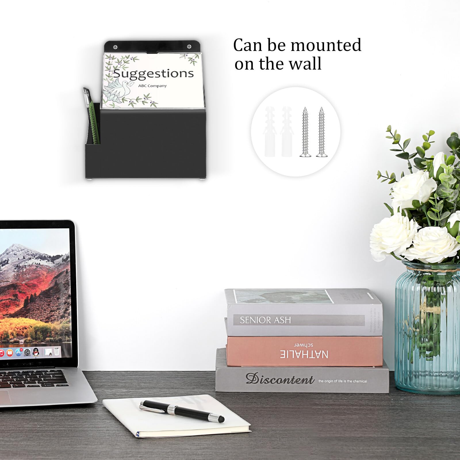 Acrylspendenbox Vorschlagsbox mit Schildhalter Wand Montierbare Visitenkartenbox Wahlurne Kartenbox mit Schloss Aufbewahrungsbox zum Visitenkarten Abstimmen Spenden Sammeln Schwarz
