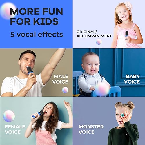 Miniatura 47 de Mini máquina de karaoke con 2 micrófonos inalámbricos para niños y adultos, altavoz Bluetooth portátil, regalo de cumpleaños de Navidad 2025