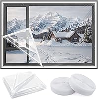 Vteyeya Heavy Duty Window Insulation Kit Winter 75x79in 180μm Clear Shrink Film Reusable for Windows Patio Doors