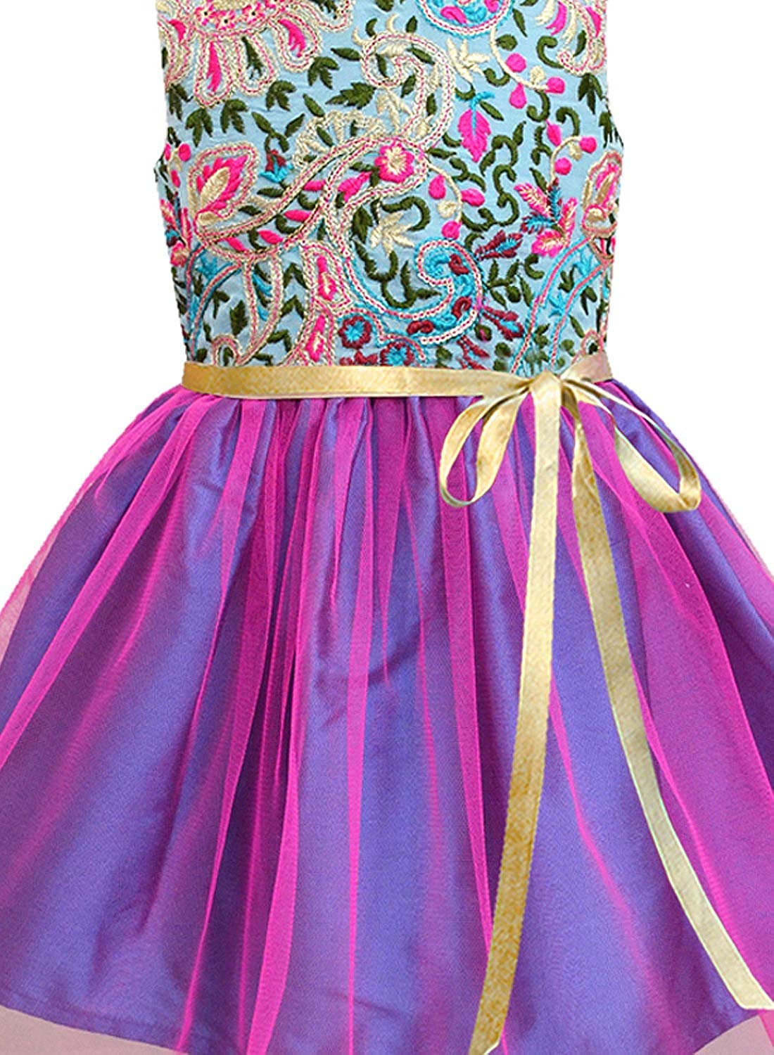 A.T.U.N. (ALL THINGS UBER NICE) Baby-Girl's Polyester Fit and Flare Knee-Length Special Occasion Dress (GDRS TUO FBT_Fuchsia-Turquoise_3-6 Months) 1