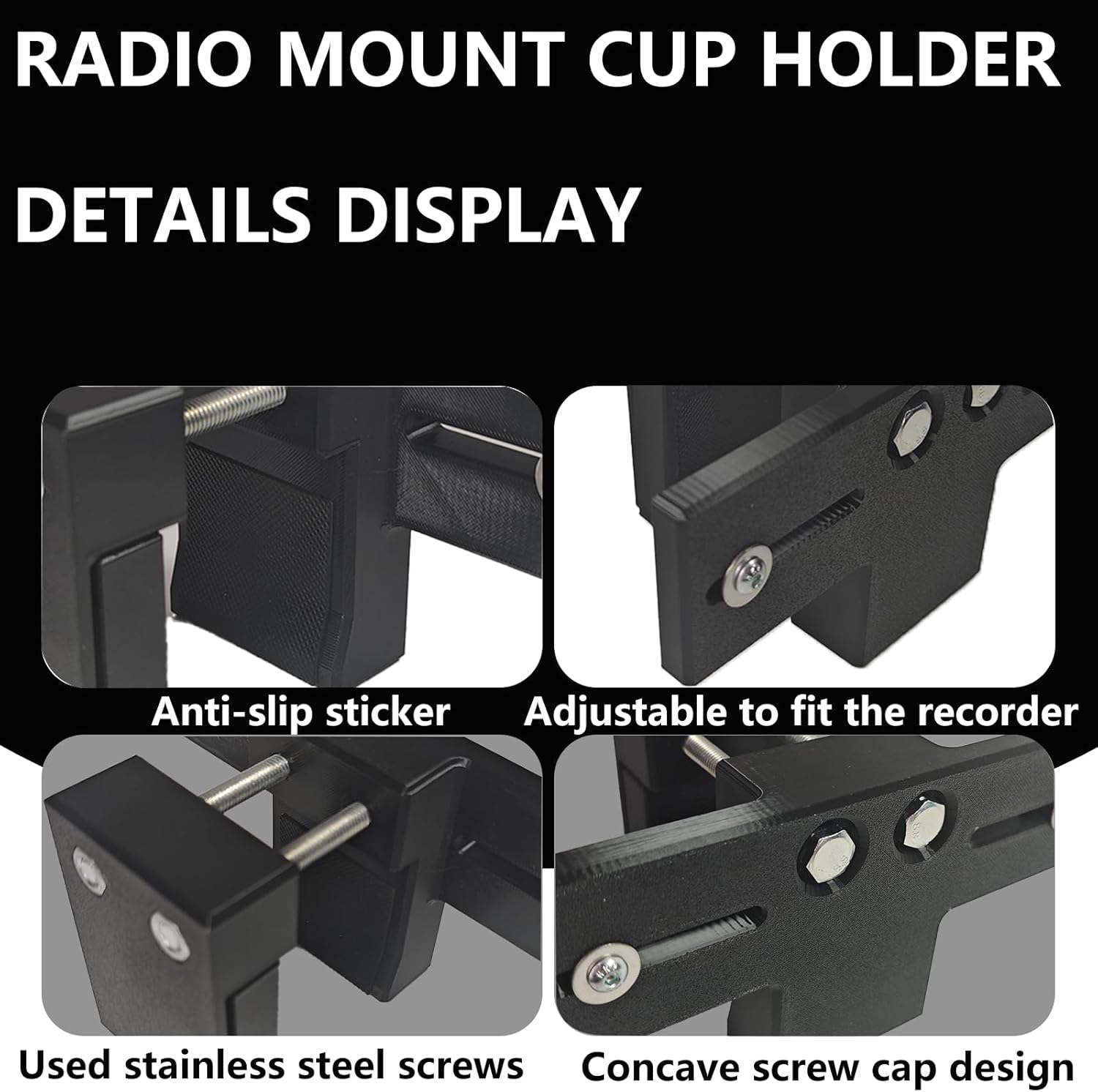Radio Mount Cup Holder - Clip-On Holder, Universal 2-Hole Amps Hole Clip-On Holder, Compatible for CB Radio Mounting Brackets, for GPS Vehicle Mounts Fit for CB Pro Satellite Radio