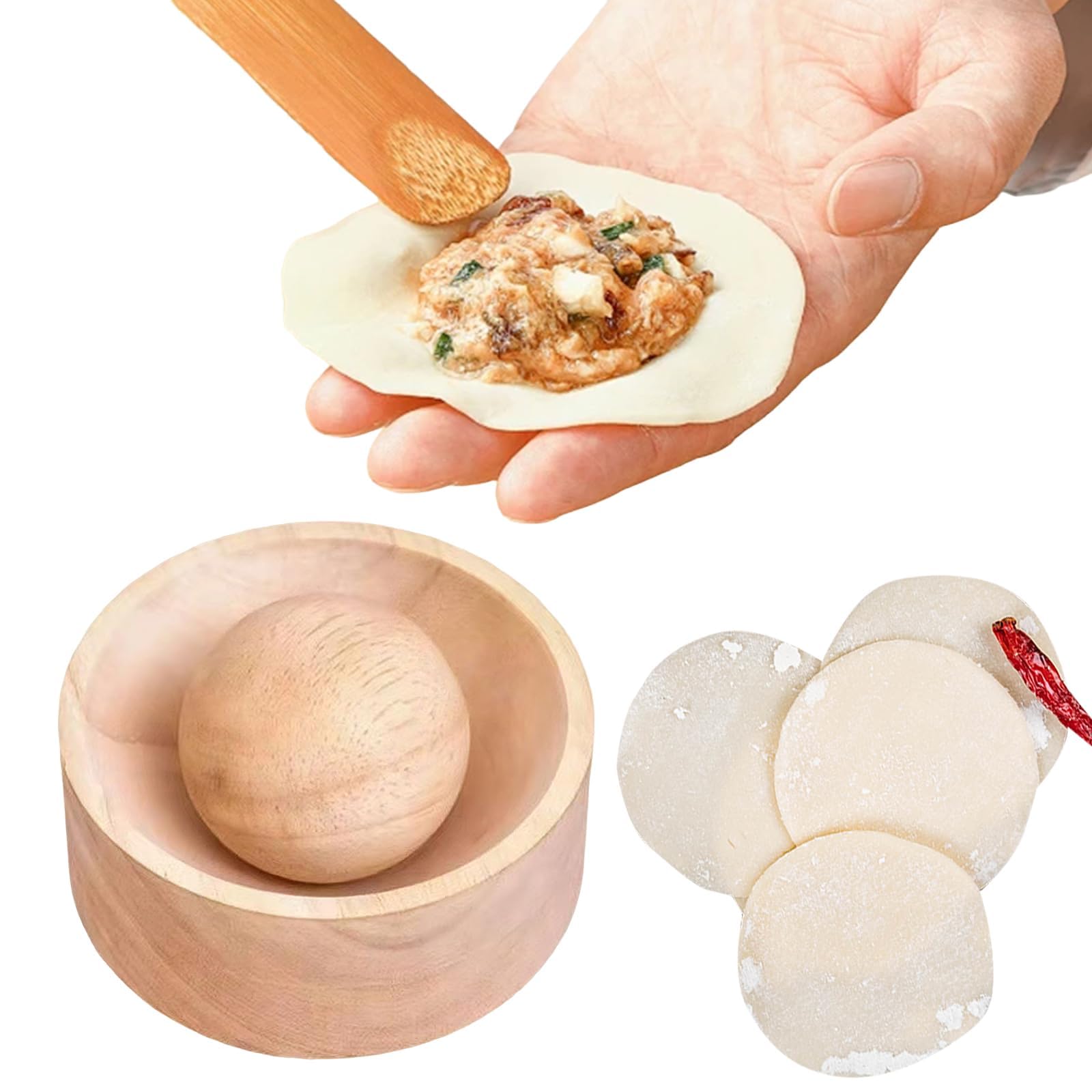 Dumpling Maker Tool, Wooden Dumpling Press for Quick Family Meals, Manual Dumpling Skin Maker with Reusable Design-picture-15