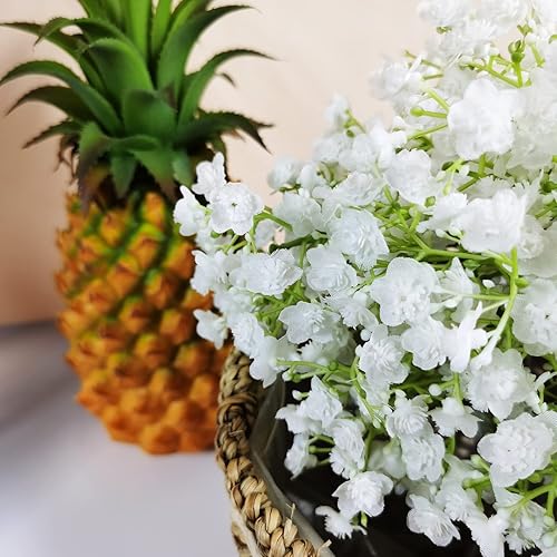 Miniatura 2 de GLSATEMAN Flores artificiales de aliento y gypsophila para bebé, juego de 6 aerosoles azules para decoración del hogar, bodas y fiestas (blanco)